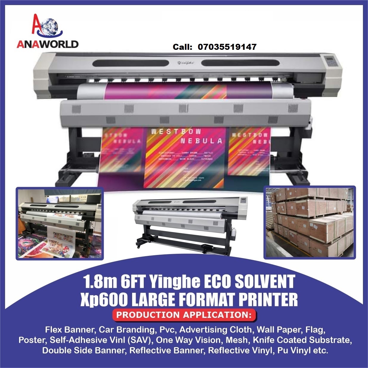 YH-1800G XP600 6FT 1.8M YINGHE Large format printer